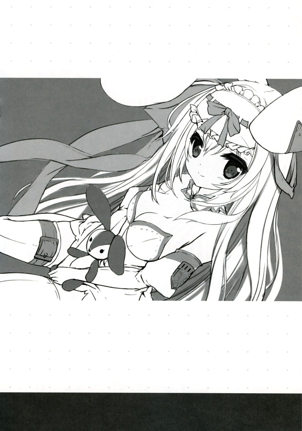 animal_ears bunny_ears cleavage cynthia_riddle garter monochrome p19 practice thighhighs