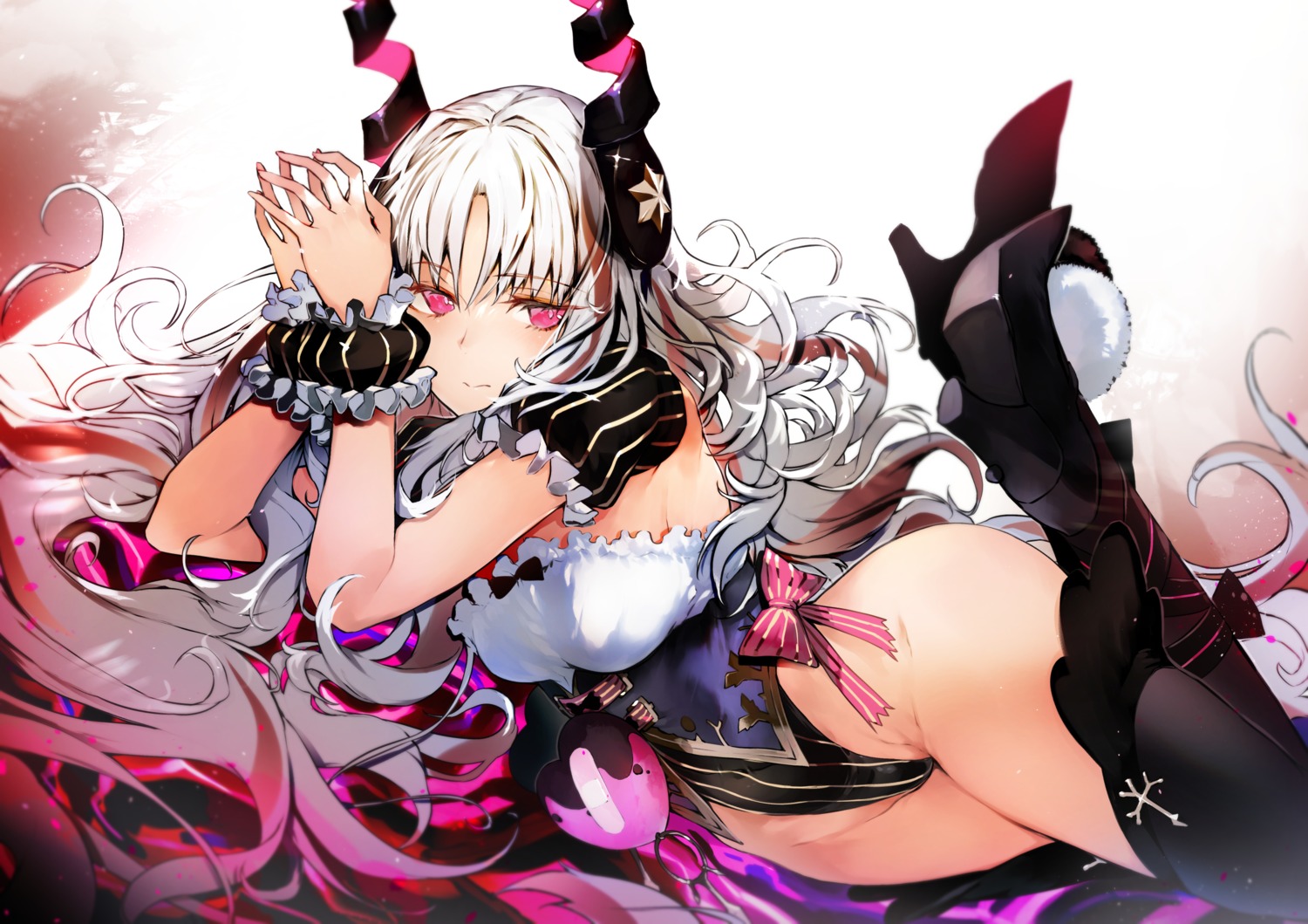 caren_hortensia fate/grand_order heels horns leotard nishiide_kengorou thighhighs