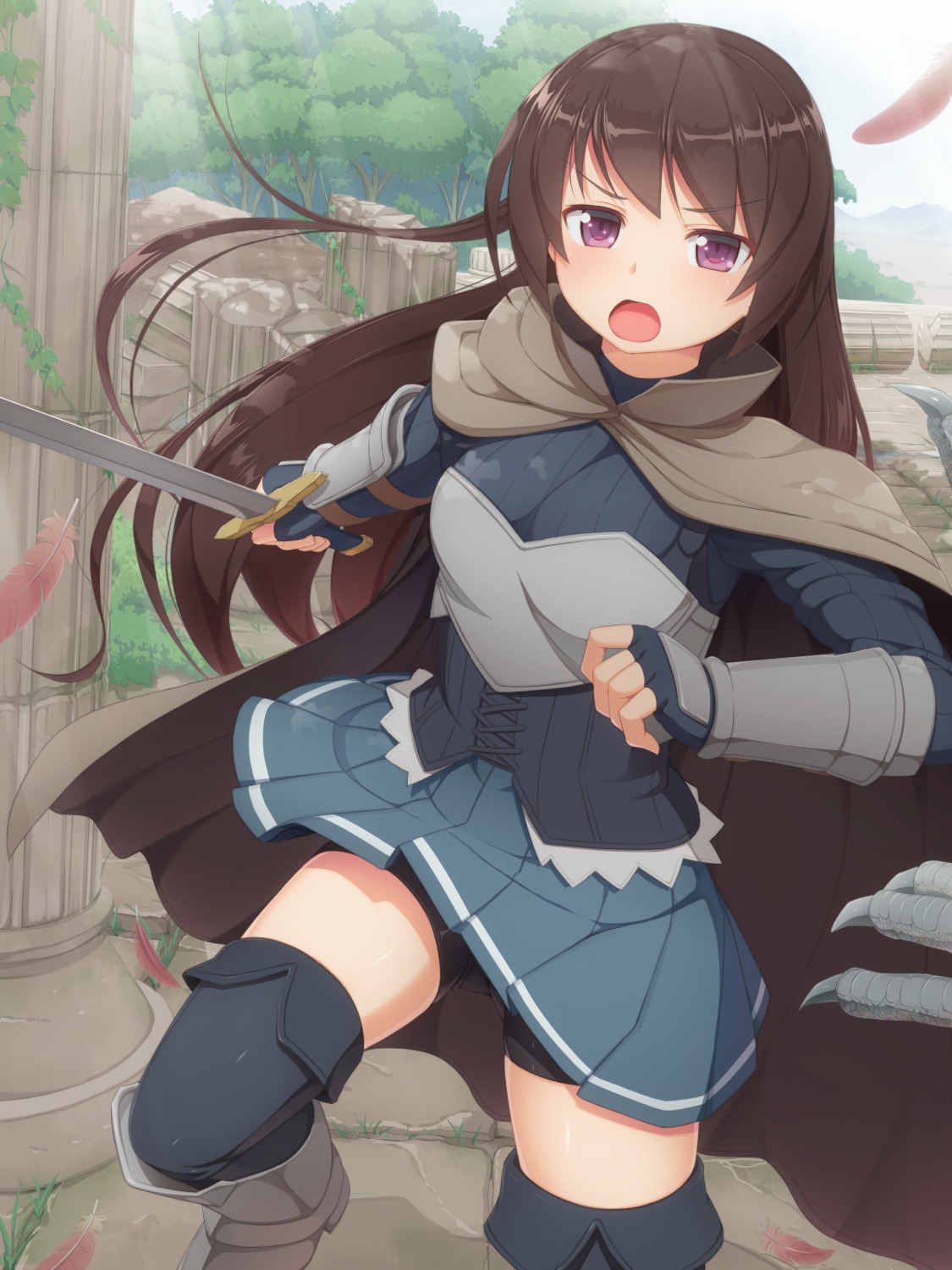 armor bike_shorts sword tachimi_(basue) thighhighs