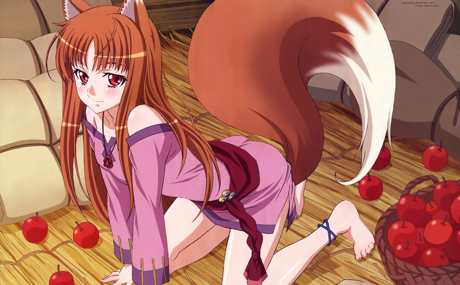 animal_ears detexted holo shinohara_kenji spice_and_wolf tail watermark