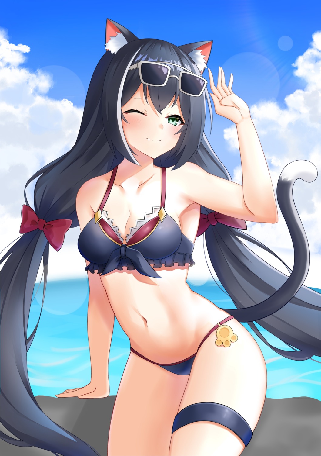 animal_ears bikini cleavage garter karyl_(princess_connect) megane nyanyang princess_connect princess_connect!_re:dive swimsuits tail