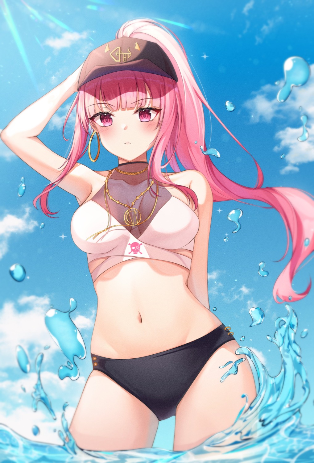 bikini chaeming_32 hololive hololive_english mori_calliope see_through swimsuits wet