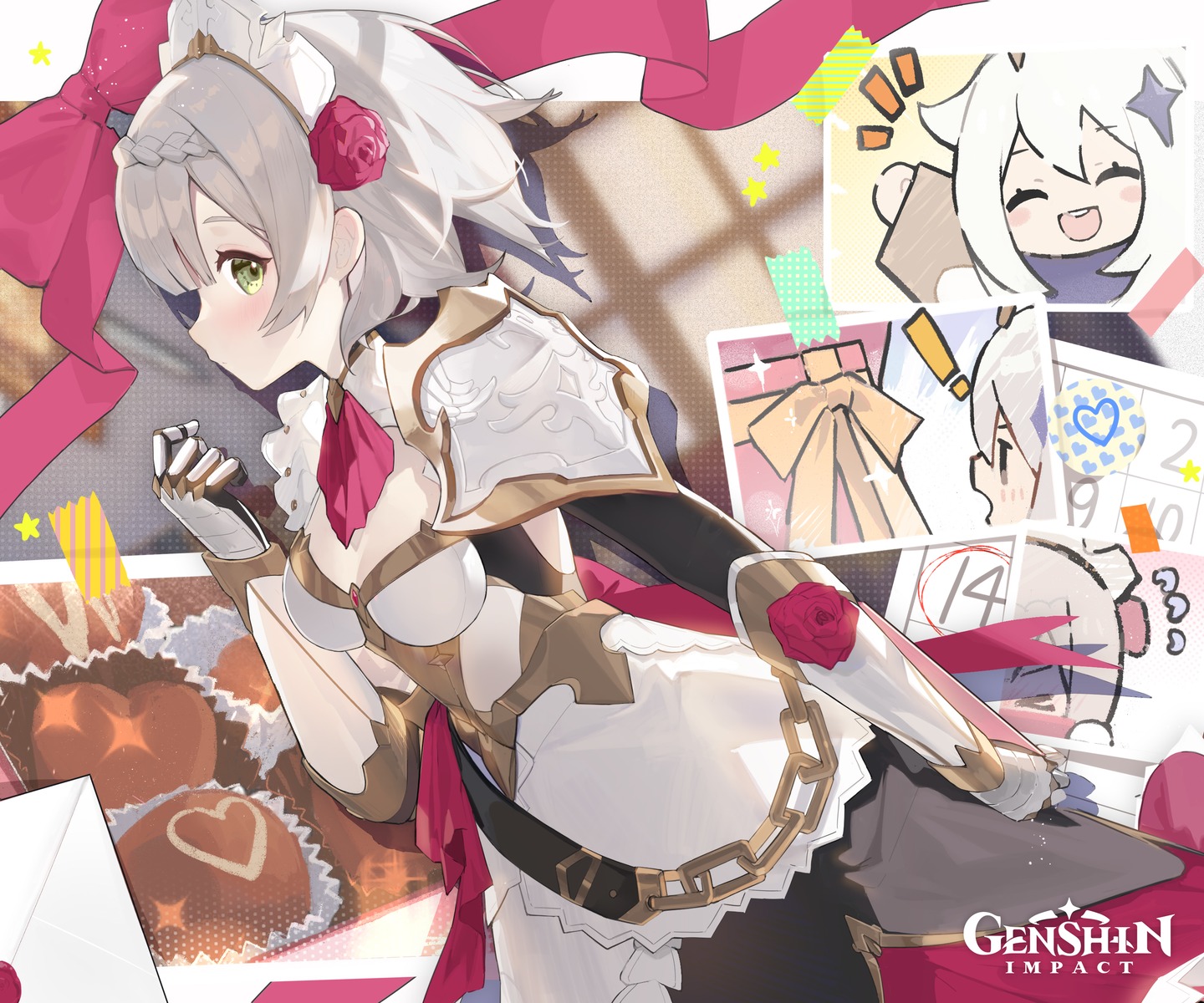 armor genshin_impact maid noelle_(genshin_impact) paimon tagme valentine