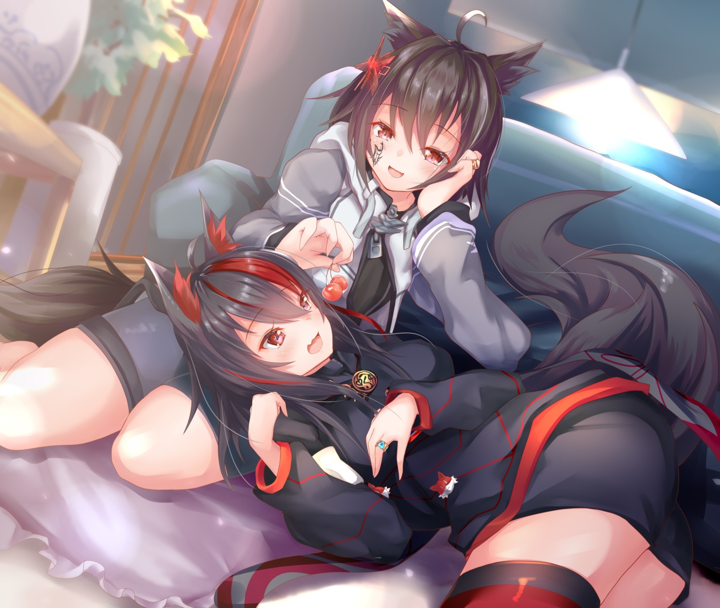 animal_ears matamataro seifuku tail tattoo thighhighs vrchat