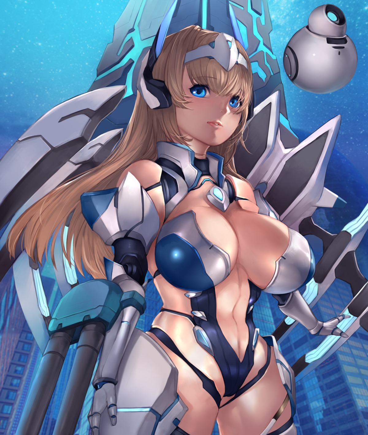 leotard mecha_musume no_bra phantasy_star_online tahnya weapon