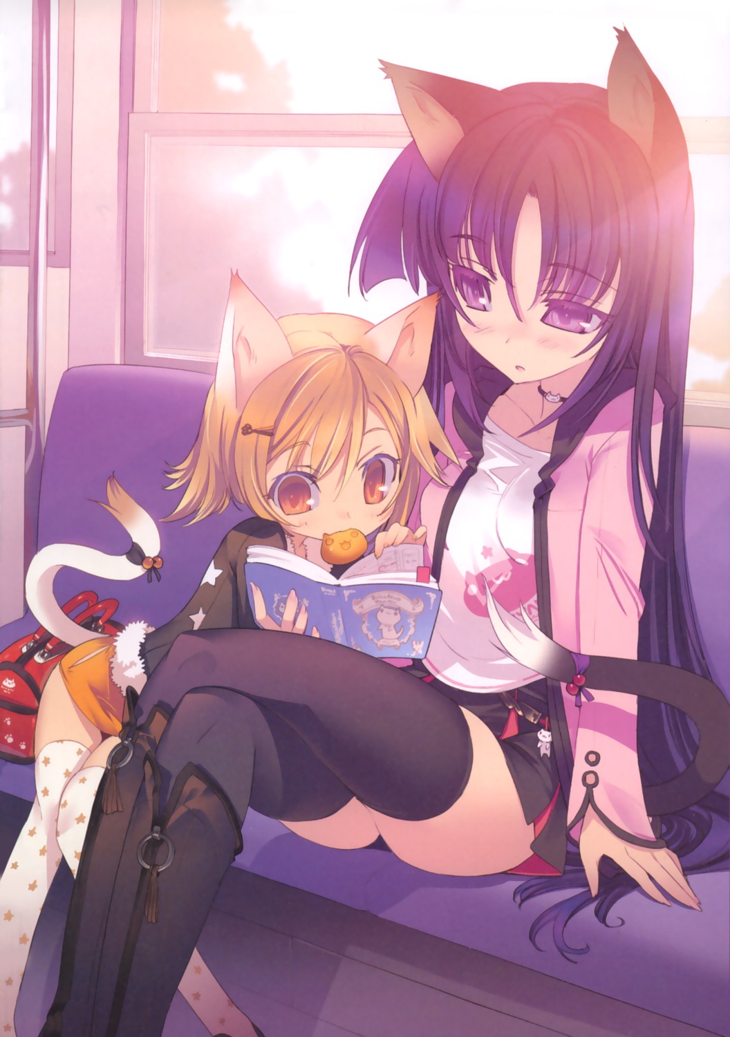 animal_ears blade nekomimi tail thighhighs