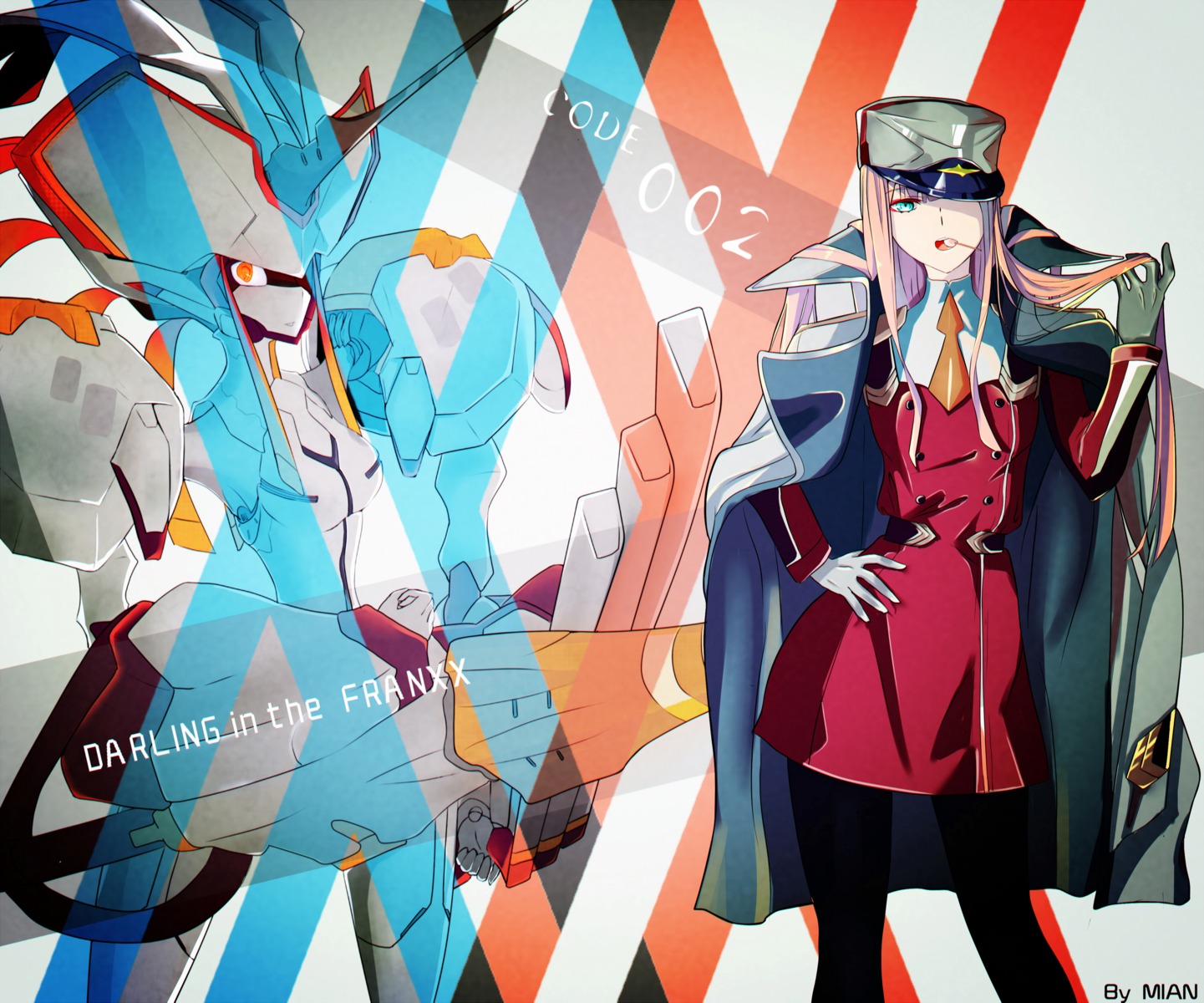 darling_in_the_franxx mecha mian.h pantyhose strelizia uniform zero_two_(darling_in_the_franxx)