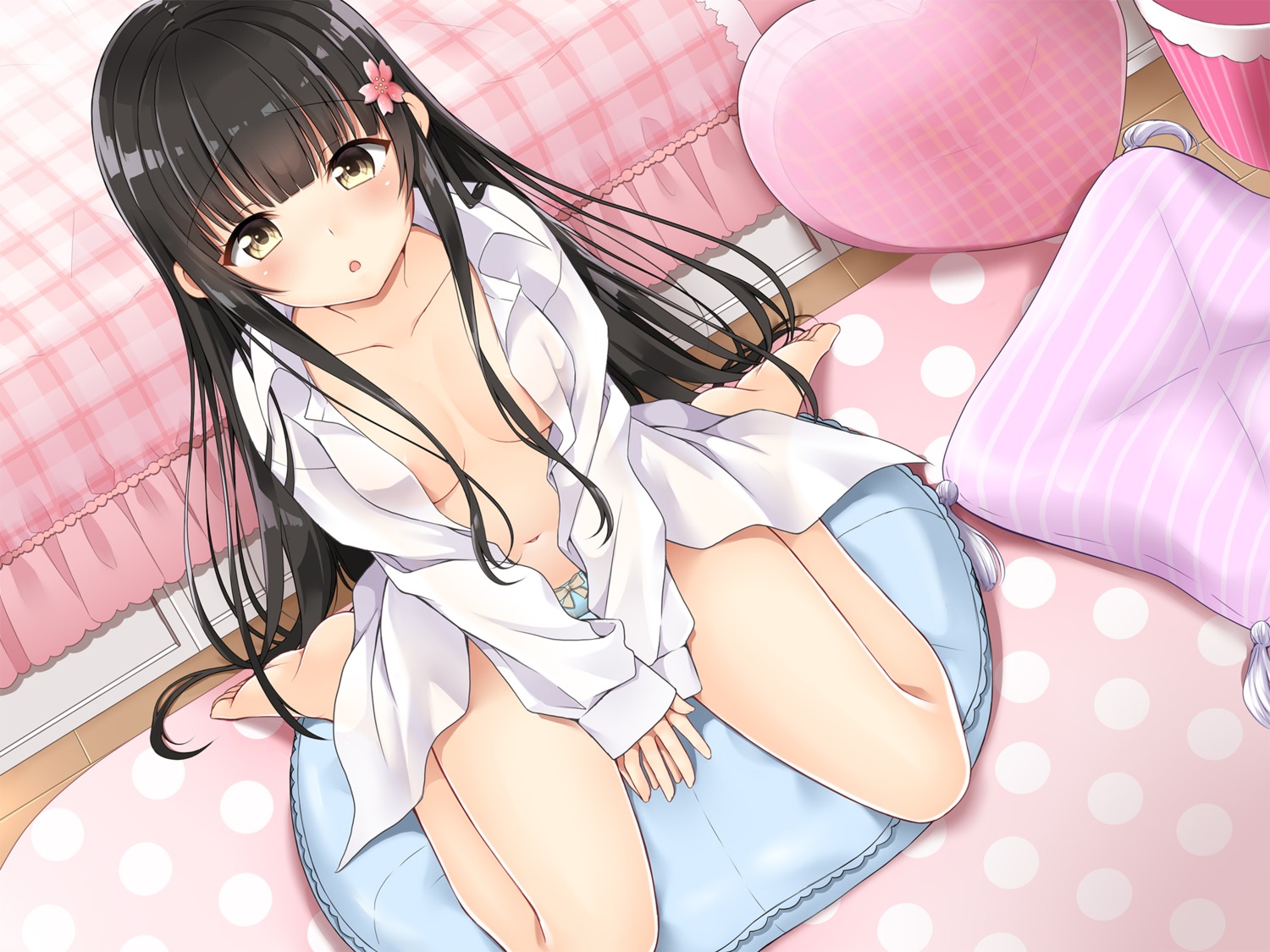 dress_shirt no_bra nomu open_shirt pantsu