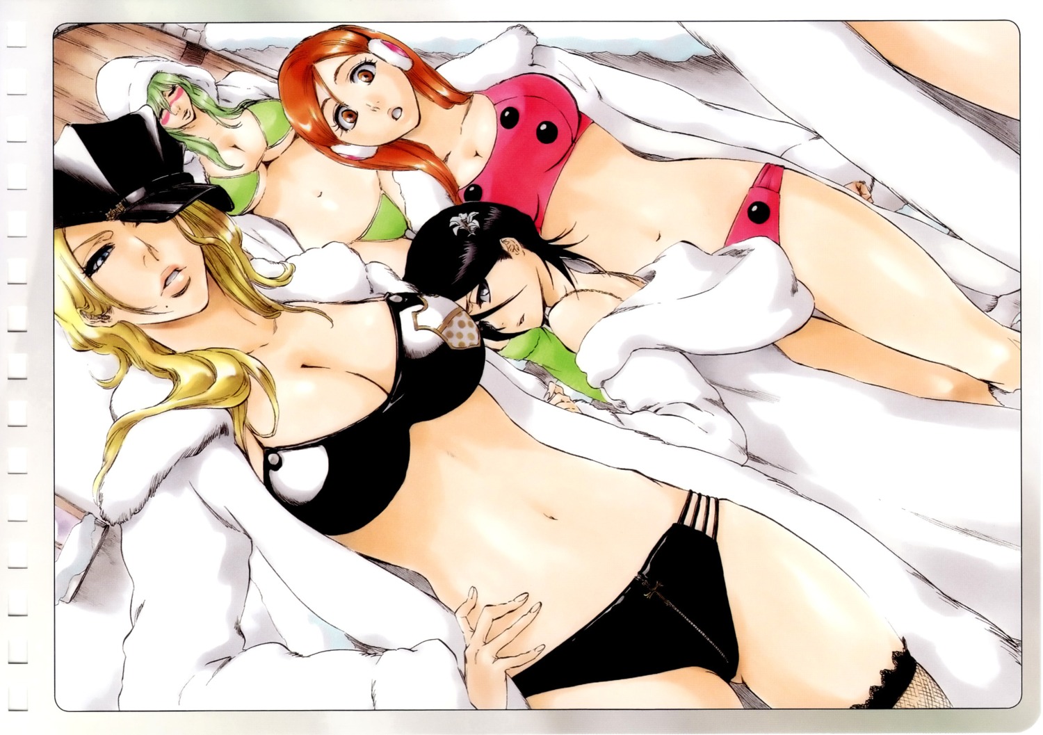 bikini bleach cleavage inoue_orihime kubo_tite kuchiki_rukia matsumoto_rangiku neliel_tu_oderschvank swimsuits