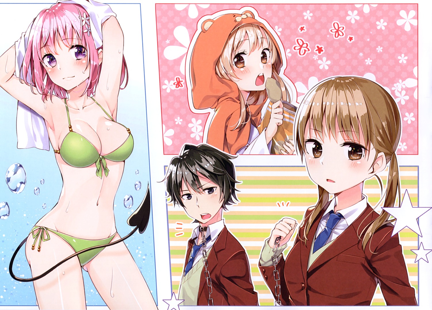 bikini doma_umaru himouto!_umaru-chan mizutani_shizuku momo_velia_deviluke sakuragi_ren sakuranoiro seifuku swimsuits tail to_love_ru tonari_no_kaibutsu-kun wet yoshida_haru