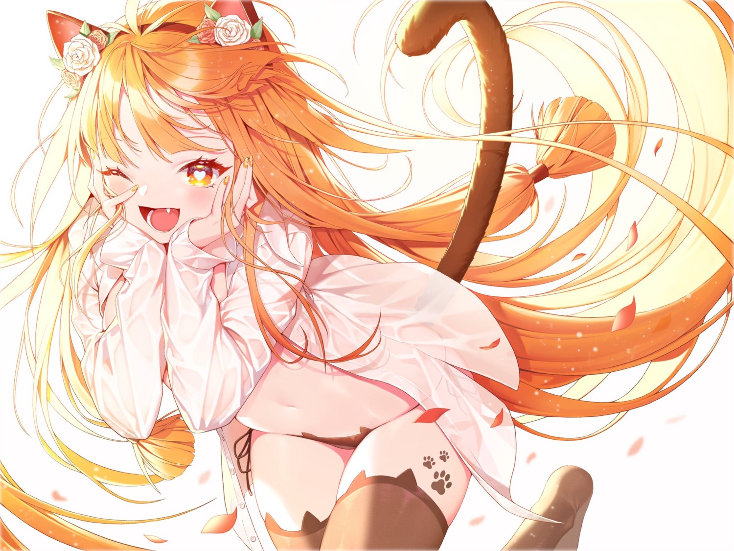 animal_ears dede loli nekomimi no_bra open_shirt pantsu see_through string_panties tail thighhighs