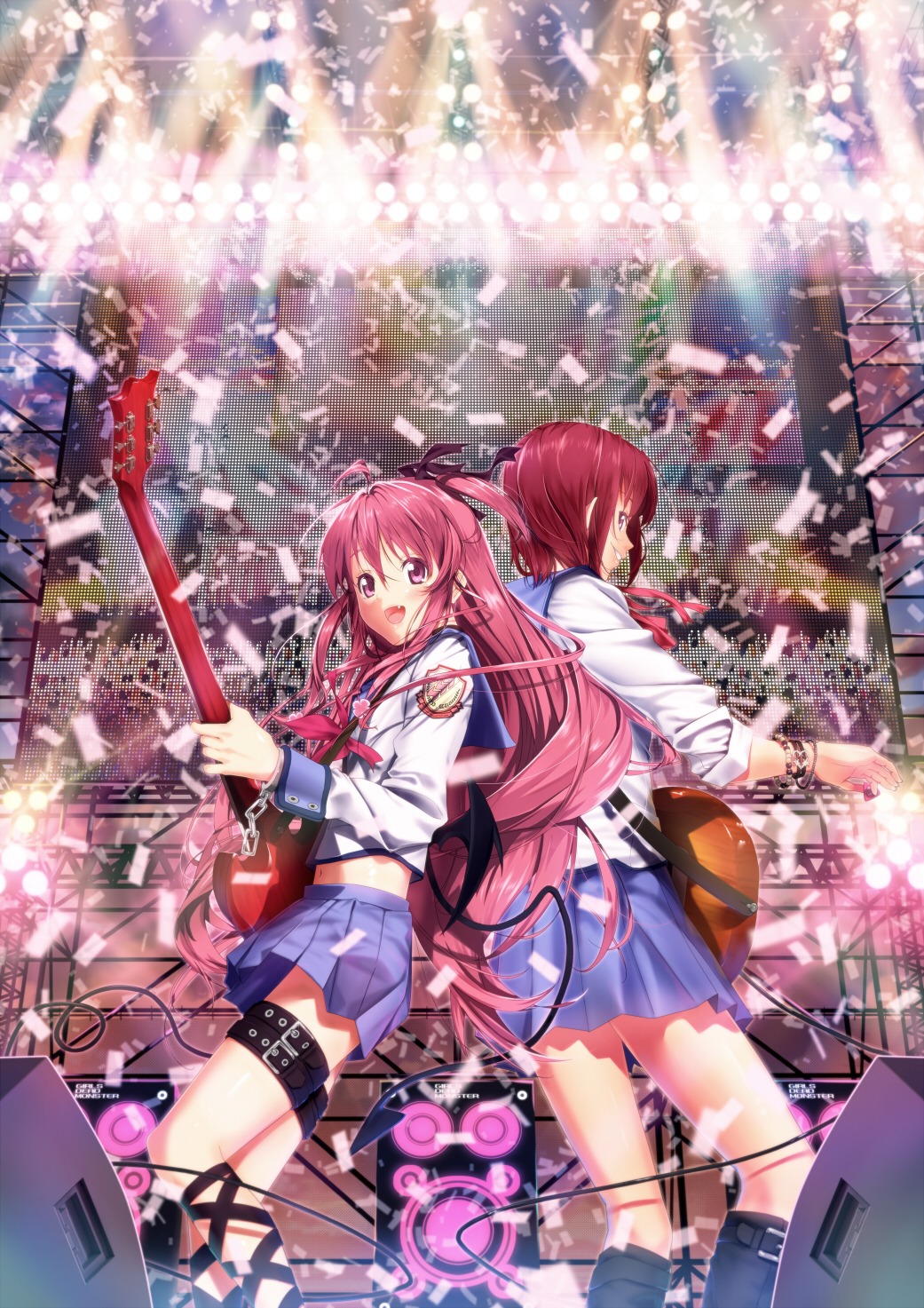 angel_beats! guitar iwasawa nagareboshi seifuku yui_(angel_beats!)