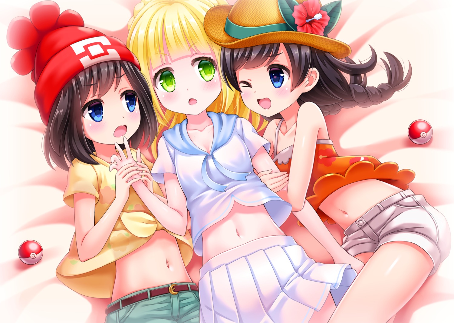 bluebird_(bluebird90) cleavage lillie_(pokemon) mizuki_(pokemon) pokemon pokemon_sm pokemon_usum