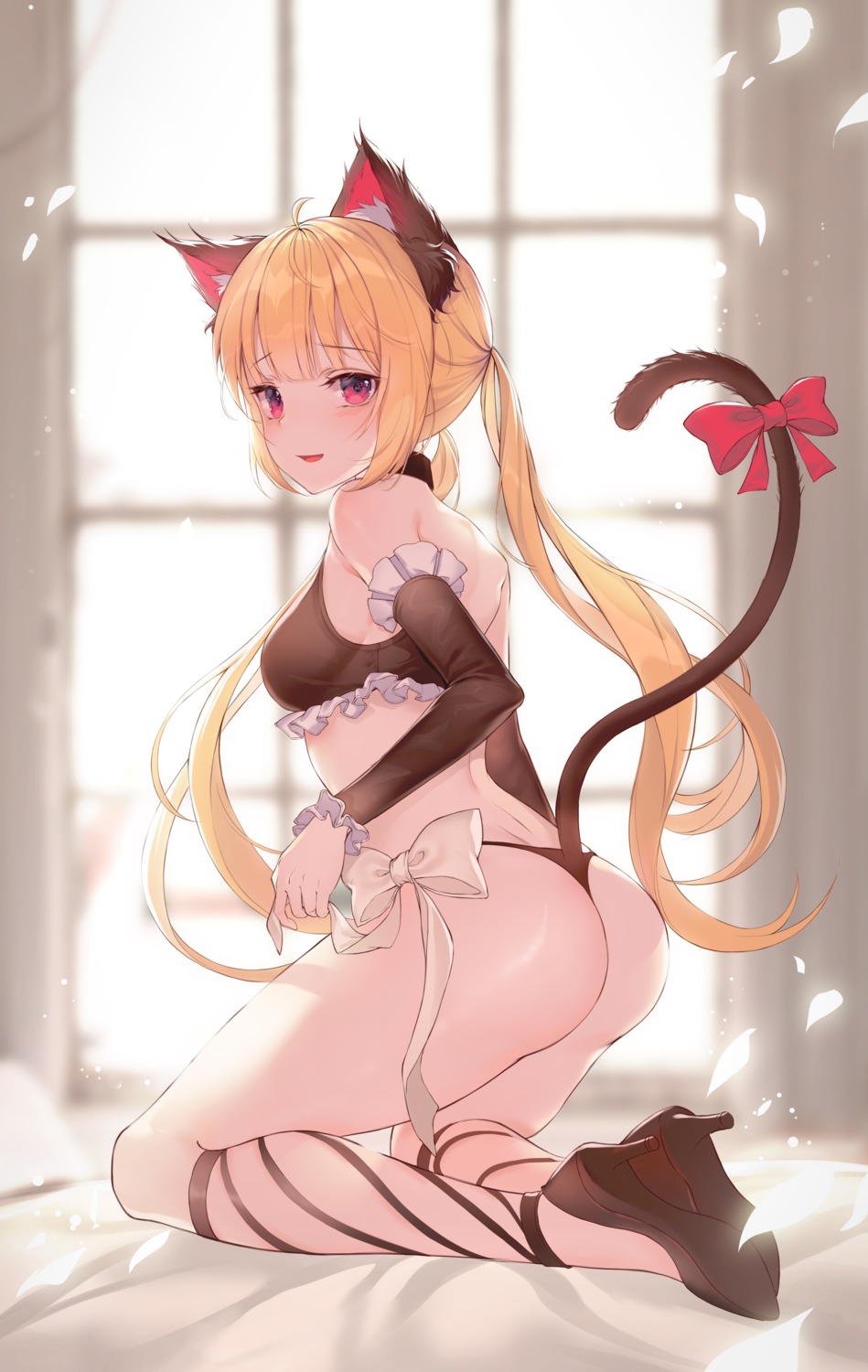 animal_ears ass harusame_(user_wawj5773) heels nekomimi pantsu tail thong