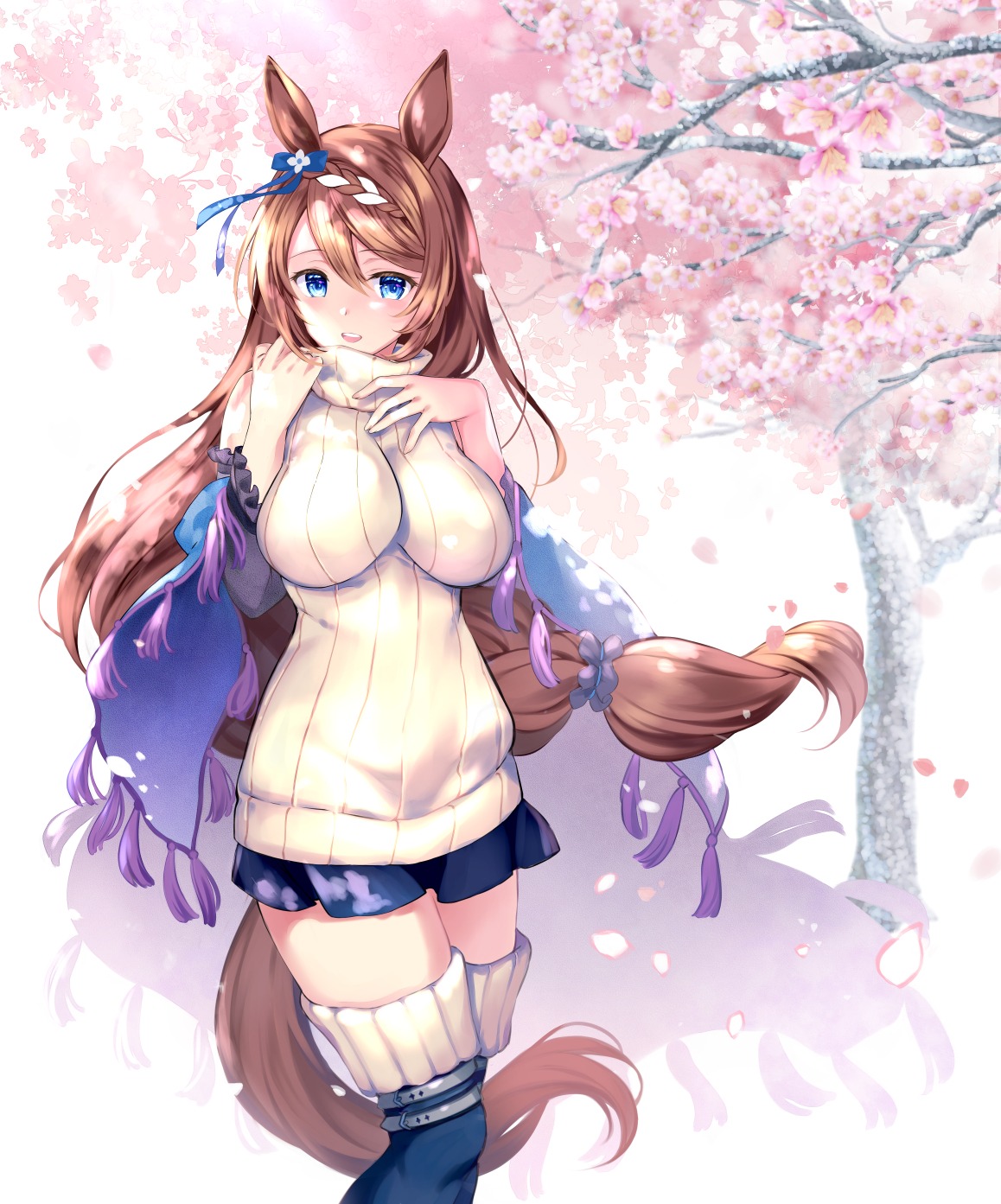 animal_ears garter rei super_creek_(umamusume) sweater tail thighhighs uma_musume_pretty_derby