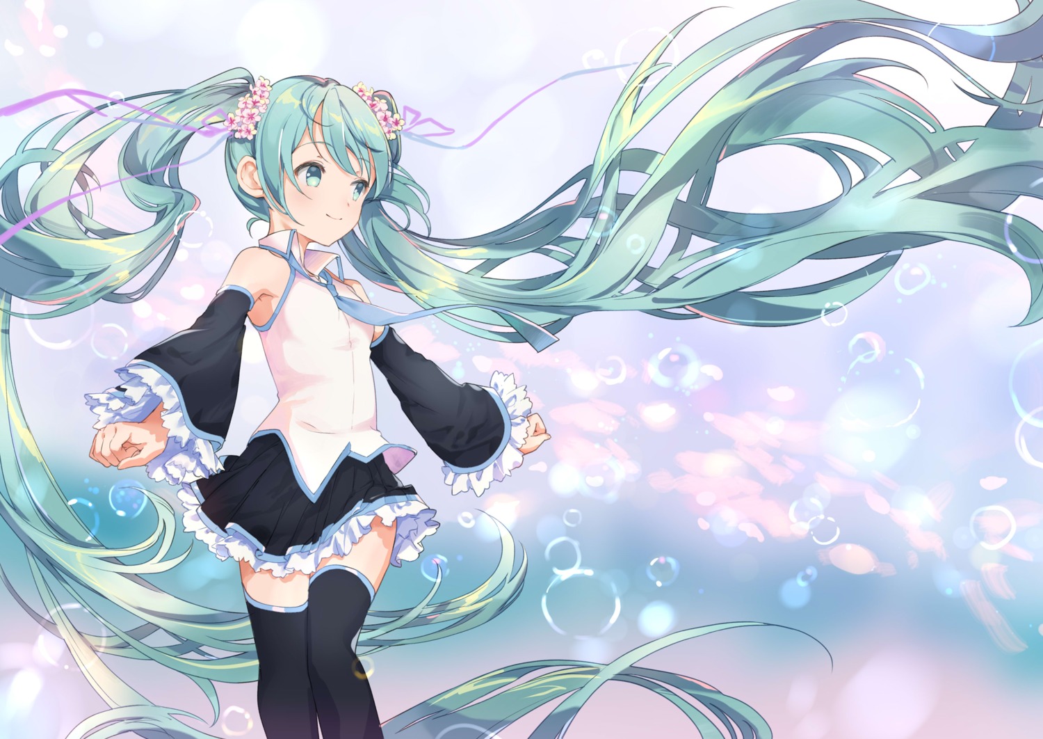 hatsune_miku thighhighs ume_(plumblossom) vocaloid