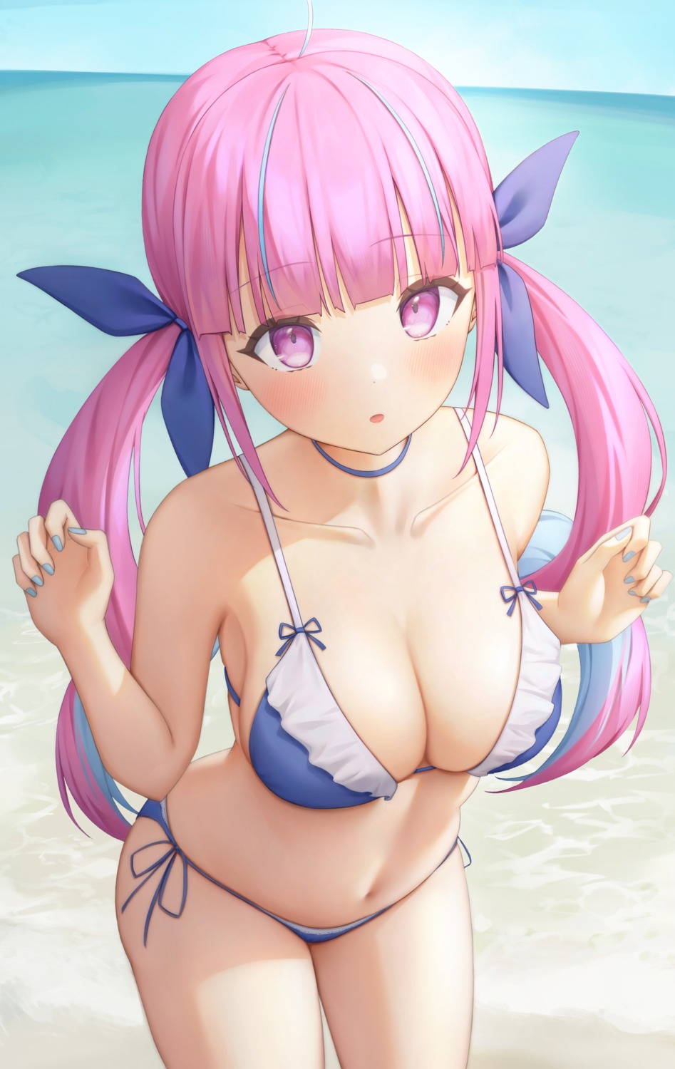 artist_revision bikini hololive minato_aqua swimsuits yihsien