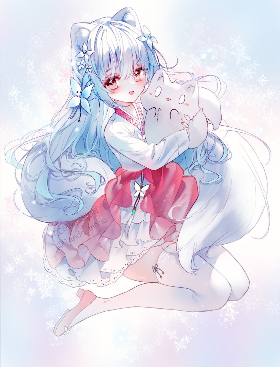 animal_ears asian_clothes heels tail thighhighs