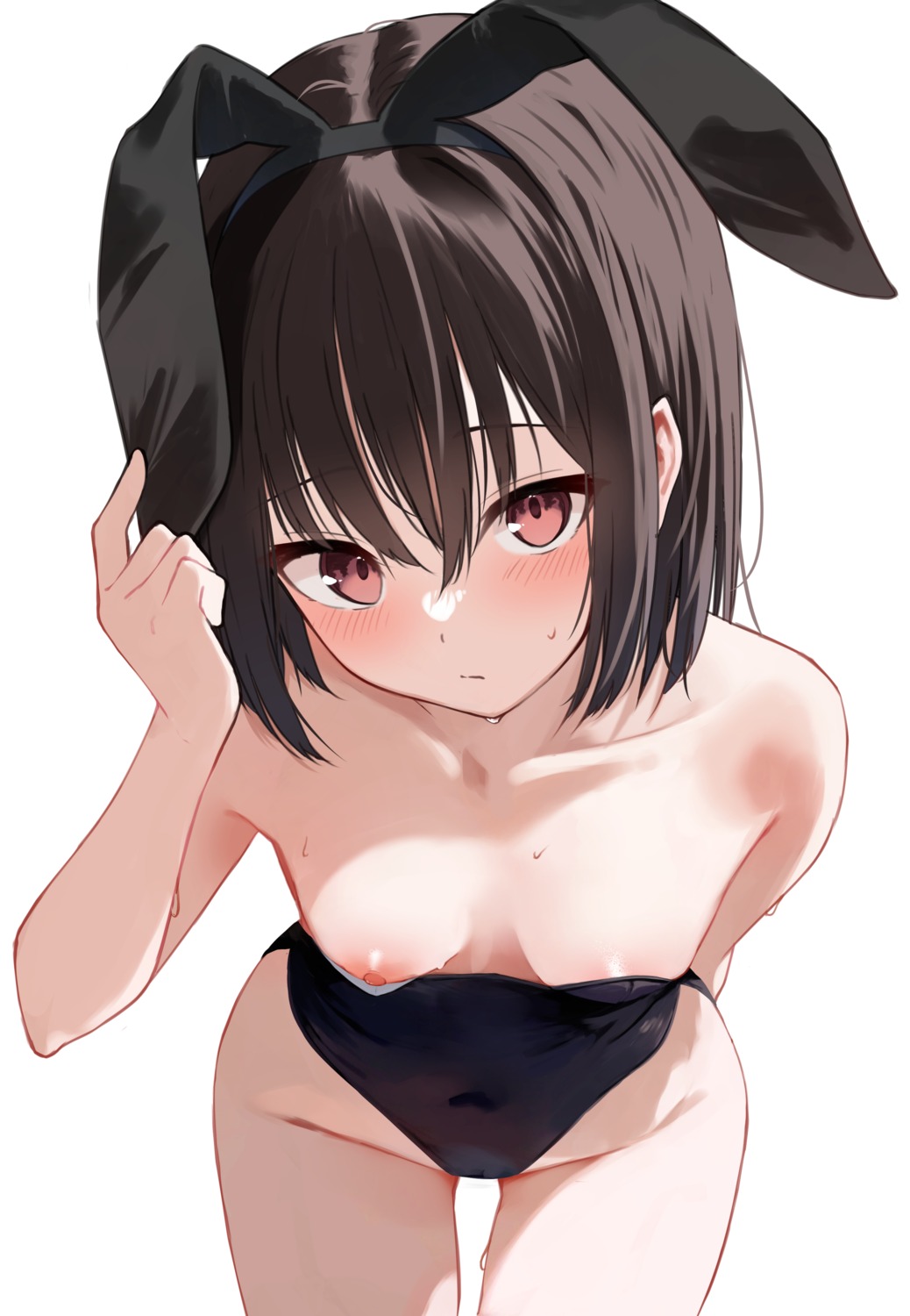 animal_ears areola artist_revision breasts bunny_ears bunny_girl memekko nipple_slip no_bra