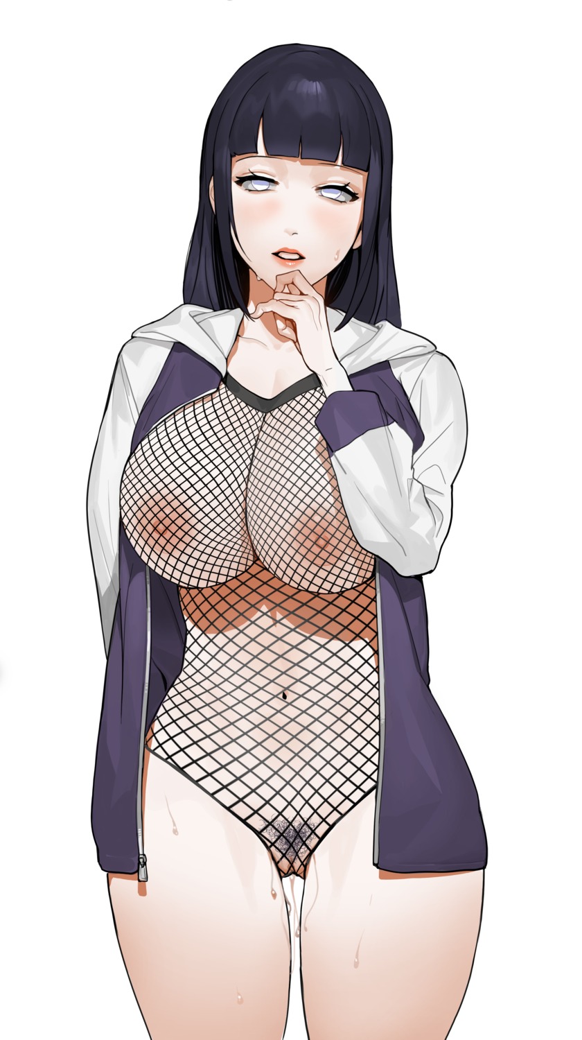 fishnets hyuuga_hinata leotard naruto nipples no_bra nopan pubic_hair pussy pussy_juice sohn_woohyoung