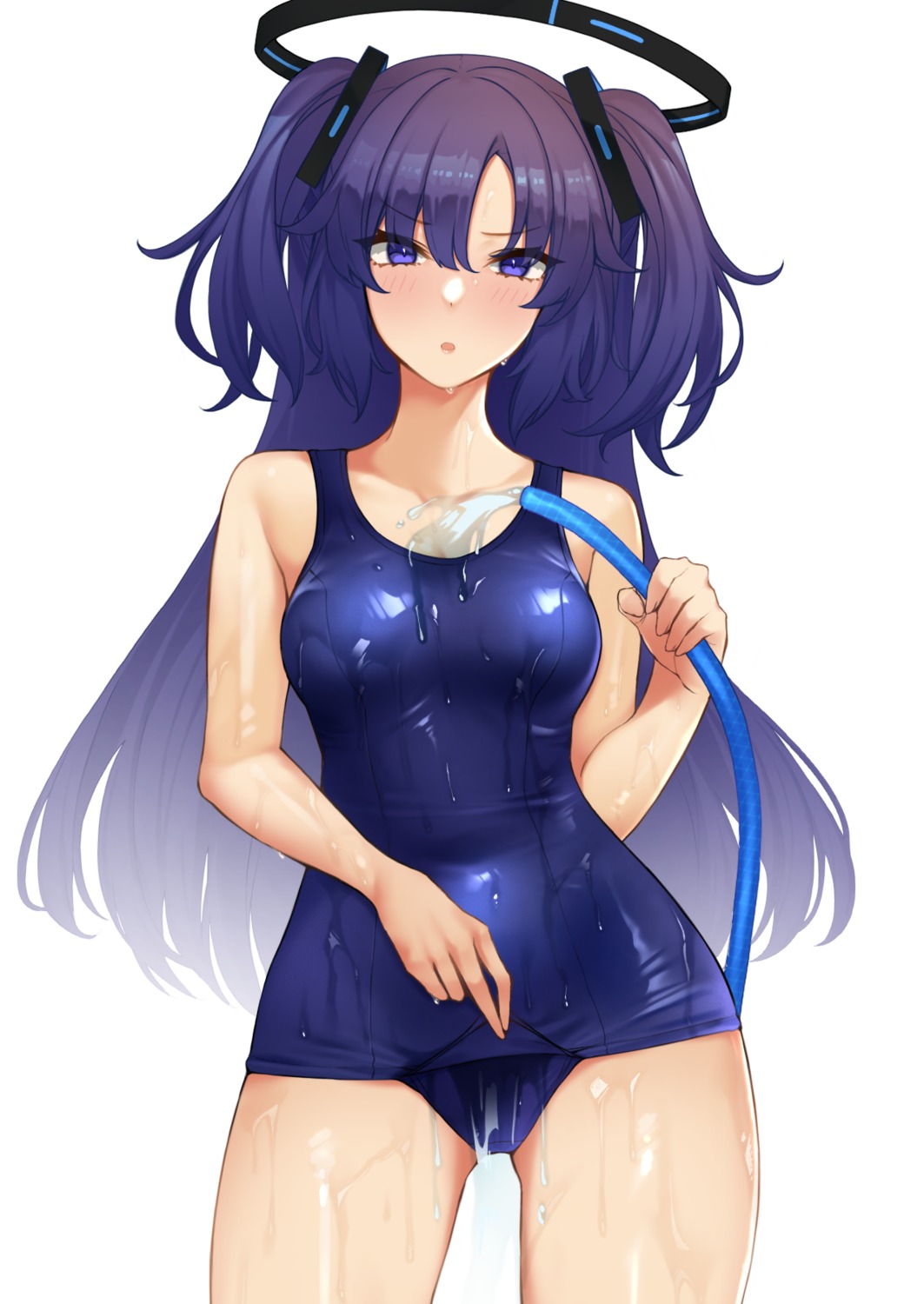 blue_archive halo hayase_yuuka school_swimsuit swimsuits taiyou-n wet