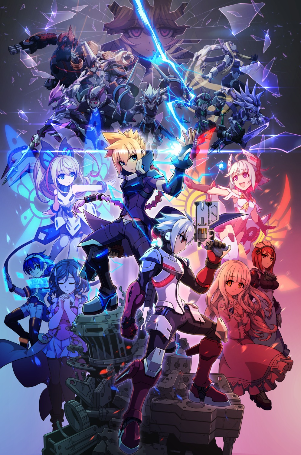 armed_blue:_gunvolt bodysuit dress leotard mecha pantyhose tagme thighhighs weapon wings