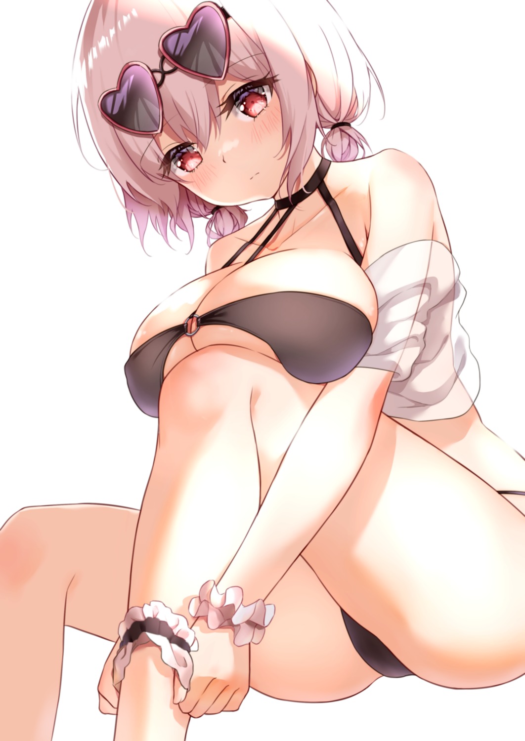 azur_lane bikini classic_(zildjian33) garter megane open_shirt see_through sirius_(azur_lane) swimsuits