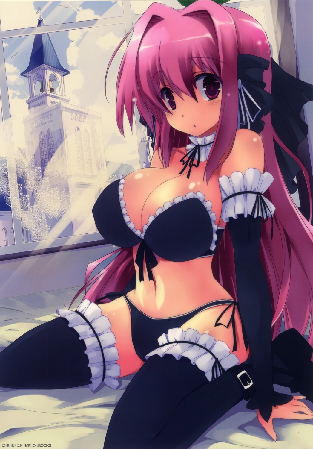 bra garter kamikaze_explorer kurokawa_izumi pantsu string_panties thighhighs yuutenji_mishio