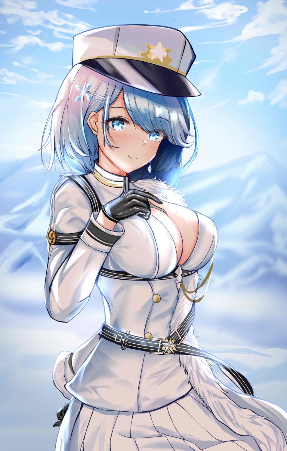 azur_lane chapayev_(azur_lane) cleavage kulayueyue no_bra open_shirt uniform