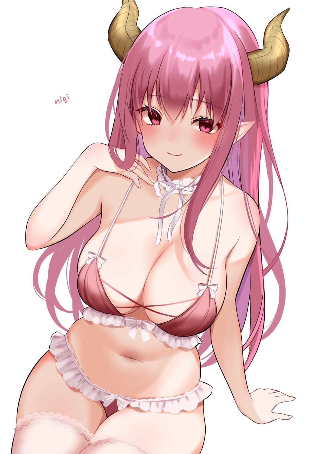 bikini horns indie_virtual_youtuber ngmnoym pointy_ears swimsuits thighhighs