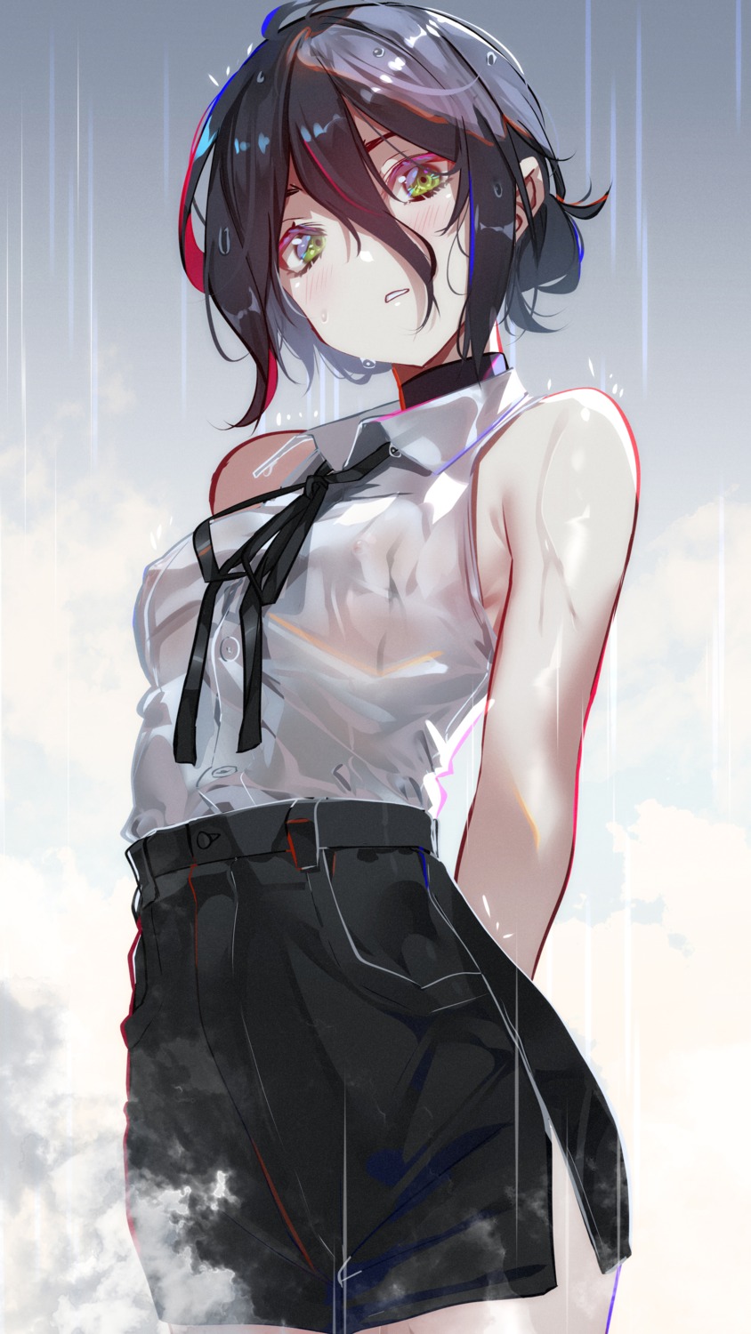 chainsaw_man nipples no_bra reze_(chainsaw_man) see_through sydus wet wet_clothes