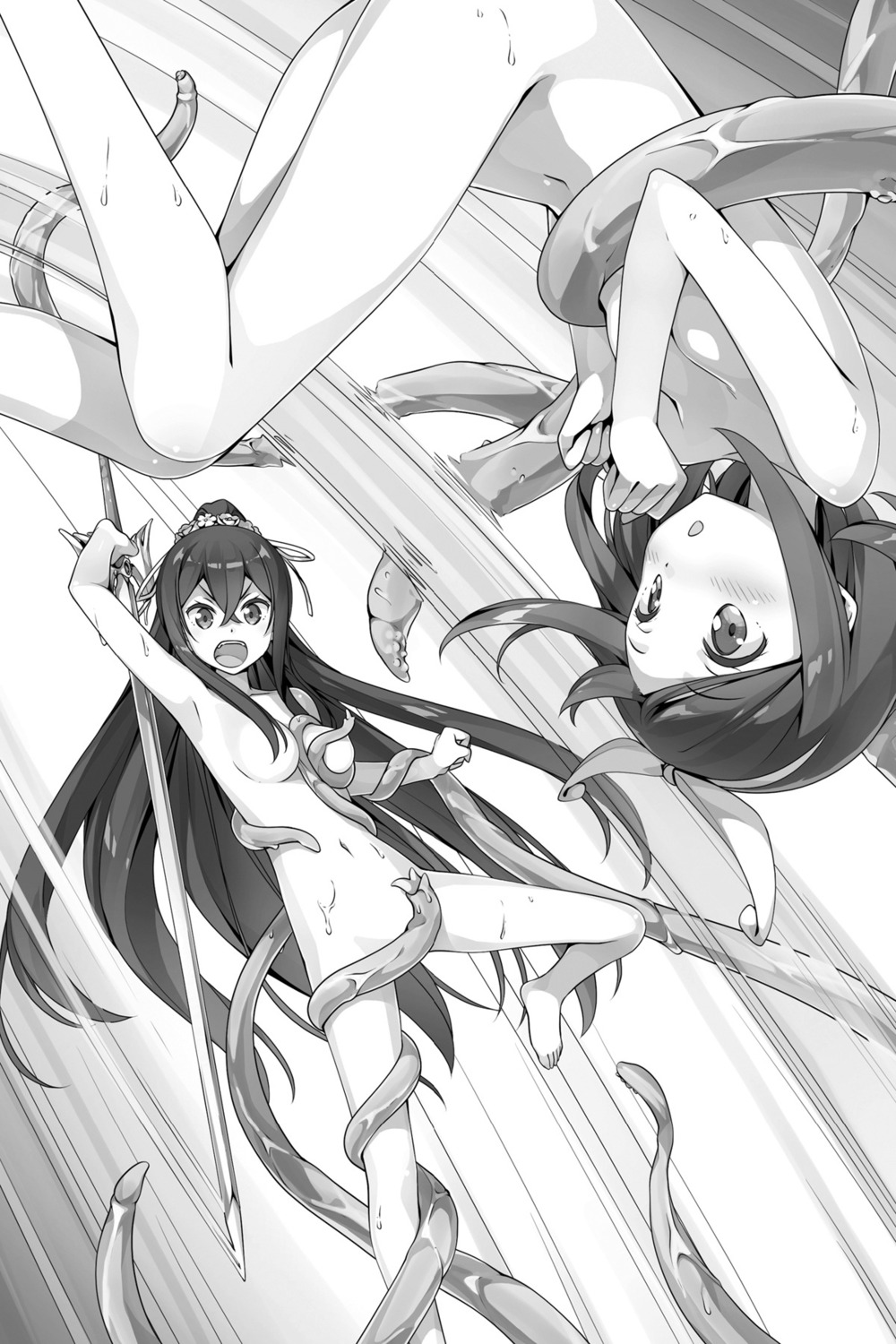 genderswap hashima_chihiro hashima_itsuki imouto_sae_ireba_ii. kantoku monochrome naked sword tentacles wet