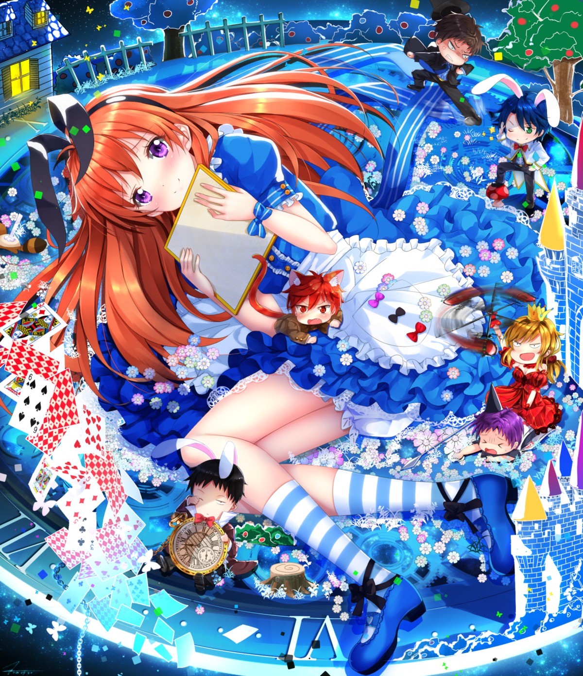 animal_ears bunny_ears chibi dress gekkan_shoujo_nozaki-kun kashima_yuu masayuki_hori mikoshiba_mikoto nekomimi nozaki_umetarou sakura_chiyo seo_yuzuki swordsouls tail wakamatsu_hirotaka