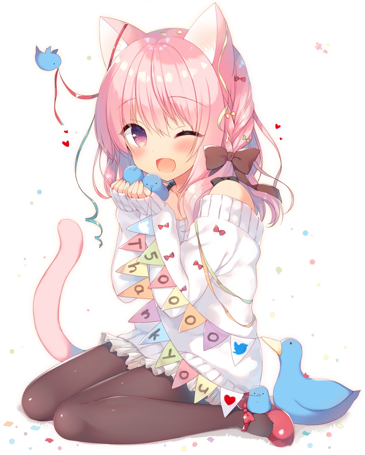 23.4° animal_ears ichiri nekomimi pantyhose sweater tail