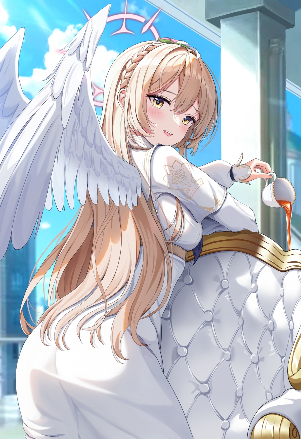 angel ass blue_archive kesa_pasa kirifuji_nagisa seifuku wings