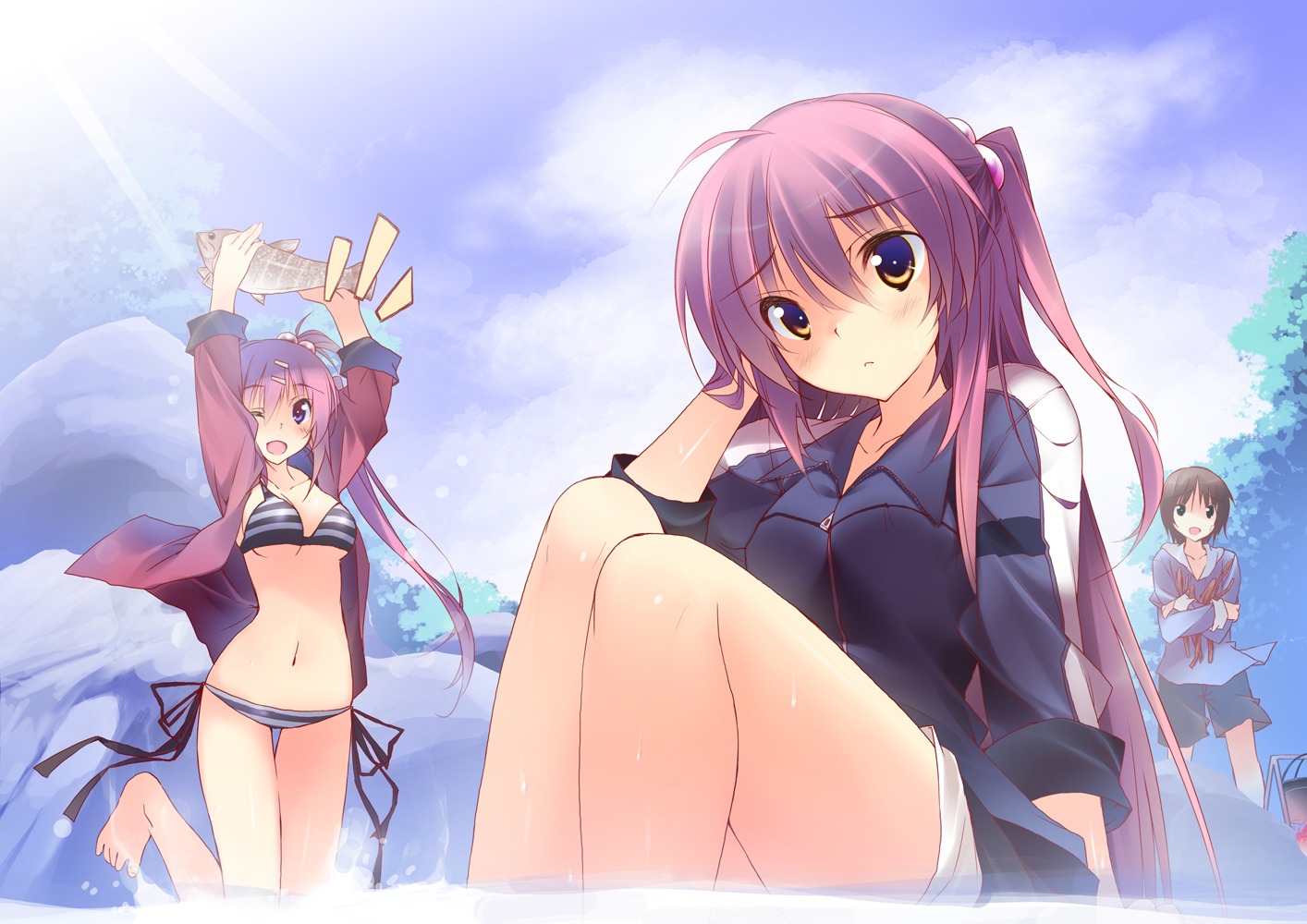 bikini futaki_kanata kuwashima_rein little_busters! naoe_riki saigusa_haruka swimsuits