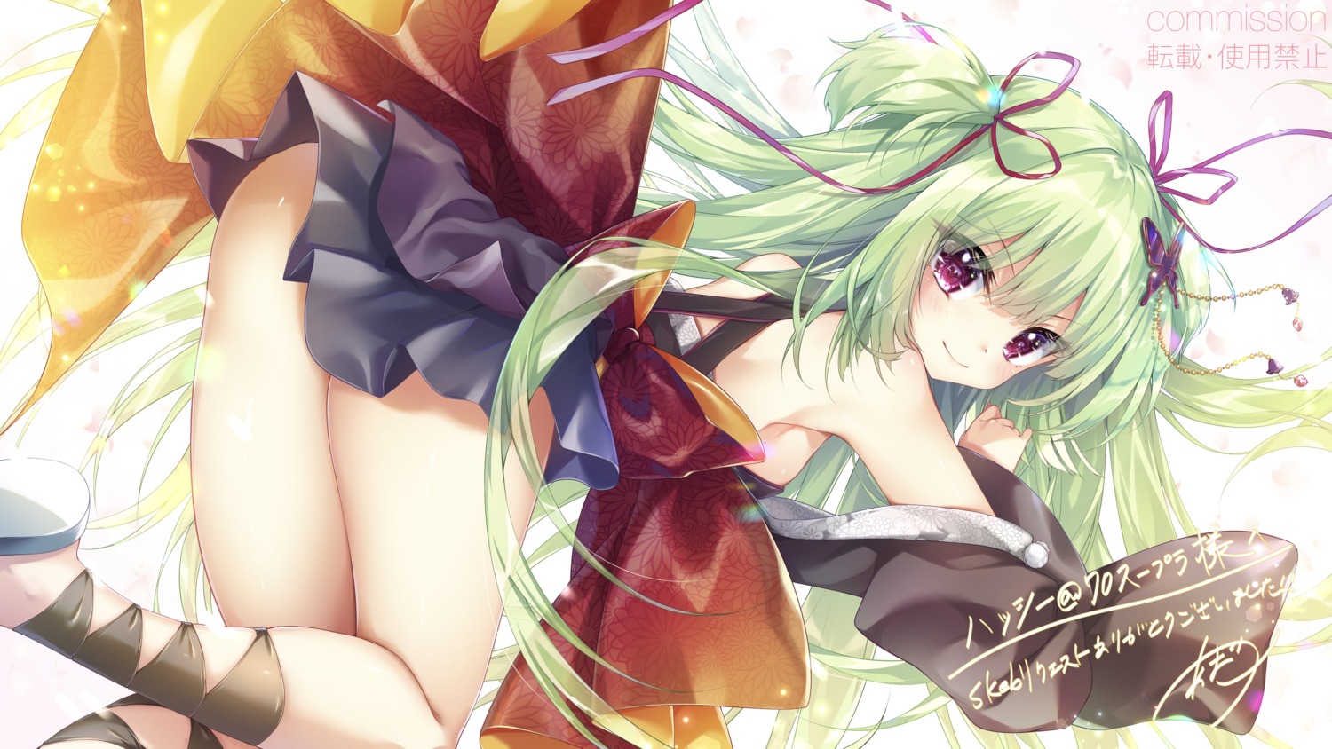 amatsuji ass japanese_clothes loli murasame_(senren_banka) no_bra senren_banka skirt_lift wallpaper