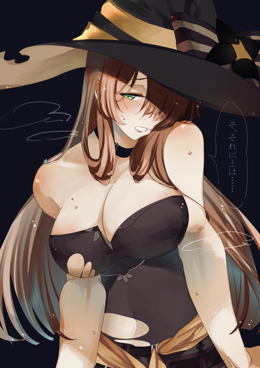cleavage girls_frontline halloween nadeshiko_(forever-5stars) springfield_(girls_frontline) torn_clothes witch