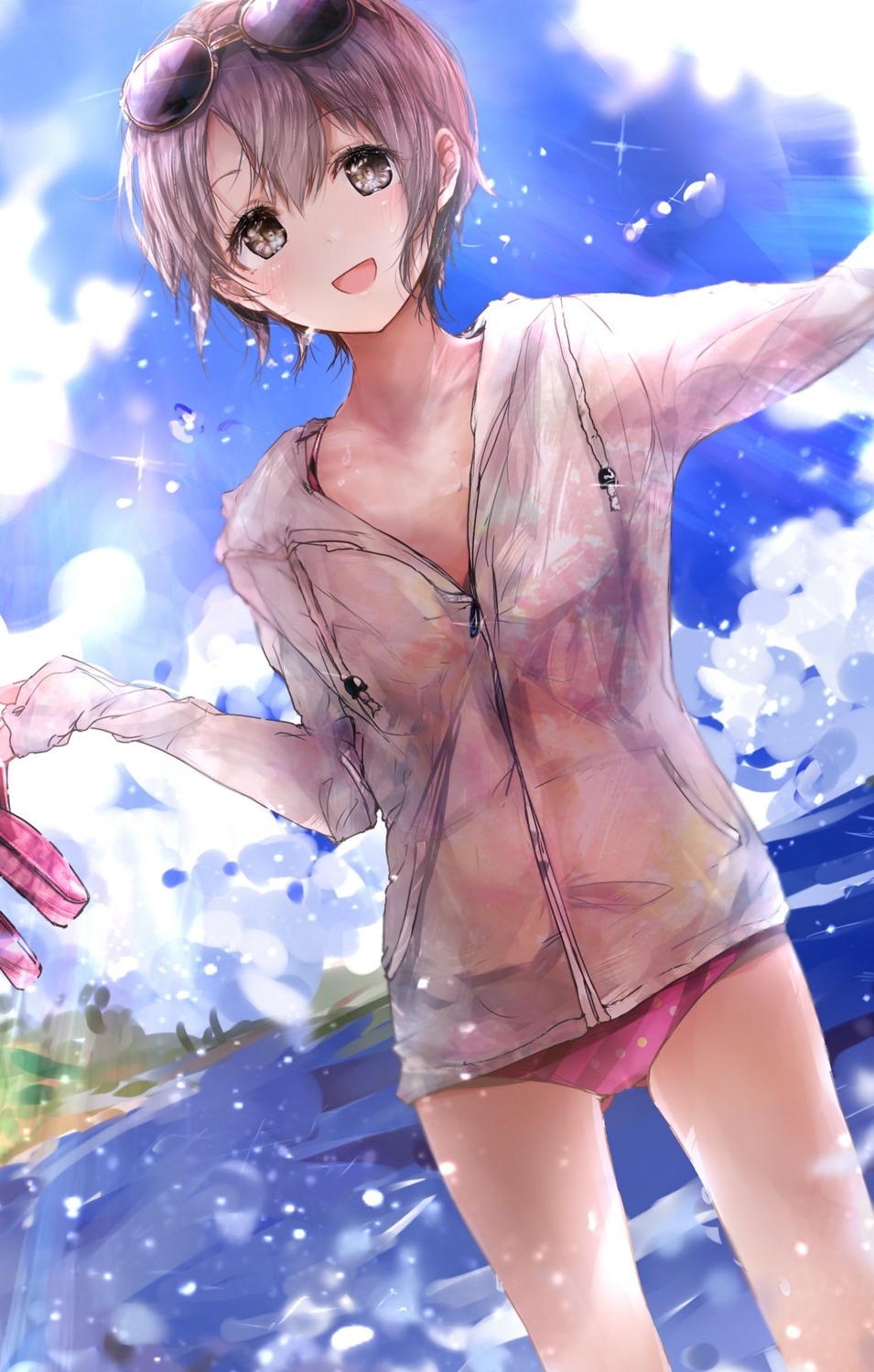 bikini cleavage megane otokura_yuuki redeye see_through swimsuits the_idolm@ster the_idolm@ster_cinderella_girls wet