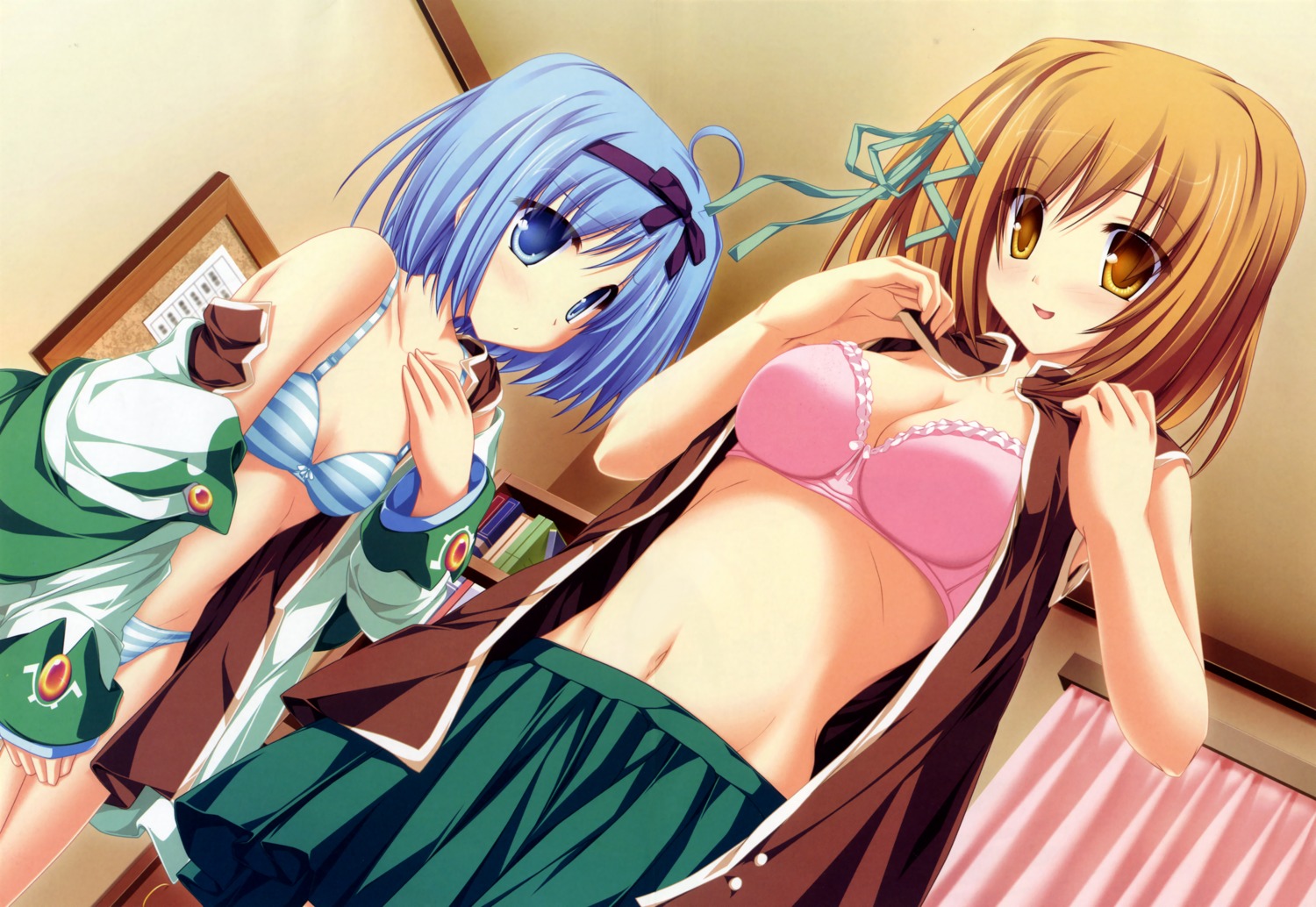 amagase_koyuki bra cleavage kujou_yuuka magus_tale open_shirt pantsu tenmaso undressing