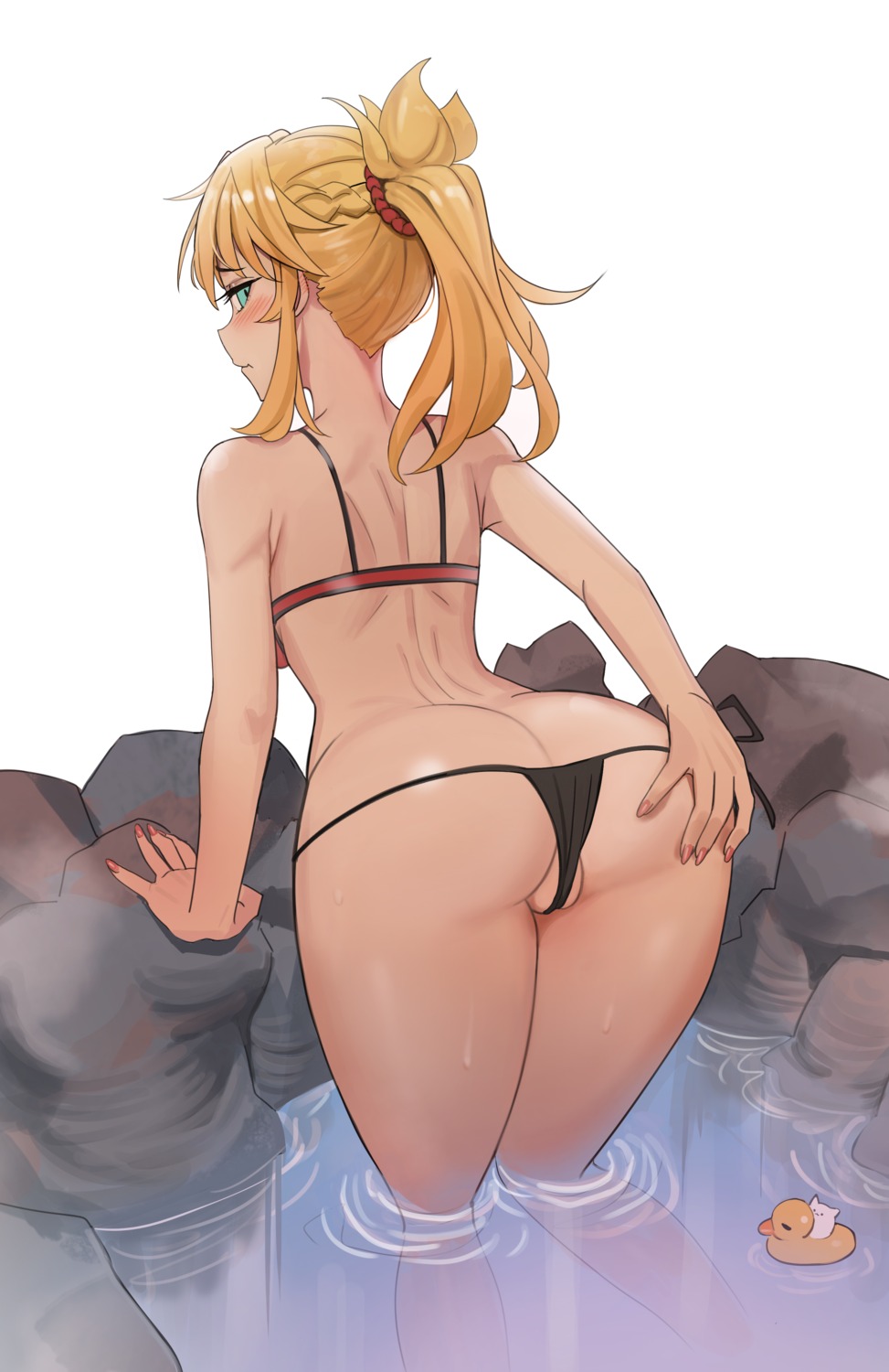 ass ass_grab bikini fate/apocrypha fate/grand_order fate/stay_night kiritzugu mordred_(fate) onsen pussy swimsuits thong wet