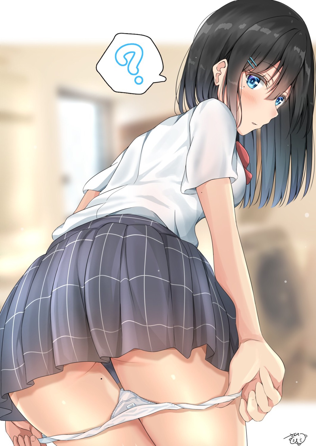 ass pantsu panty_pull seifuku skirt_lift sunpe undressing