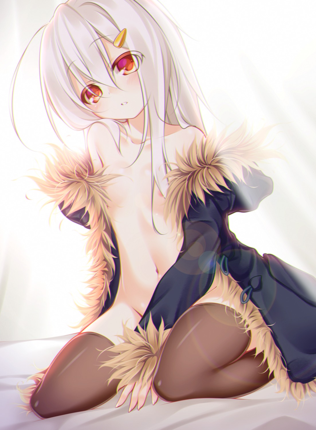 areola bottomless lethe-shion loli no_bra open_shirt thighhighs