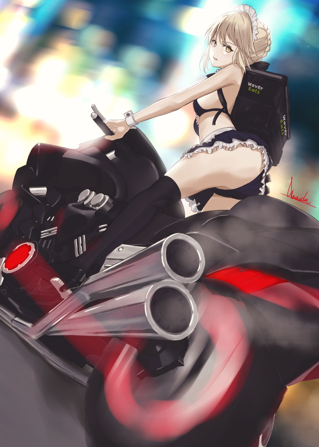 ass asurada_yui bikini fate/grand_order heels heroine_x_alter maid skirt_lift swimsuits thighhighs