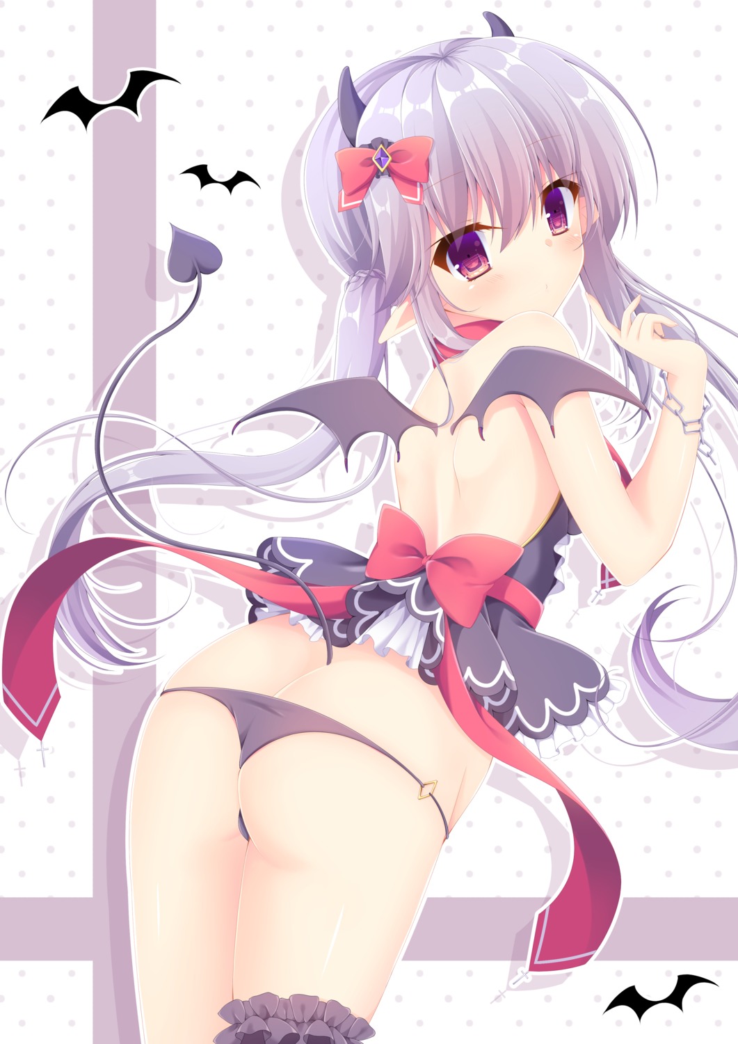 ass garter horns pantsu pointy_ears tail thong wings yukimura_usagi