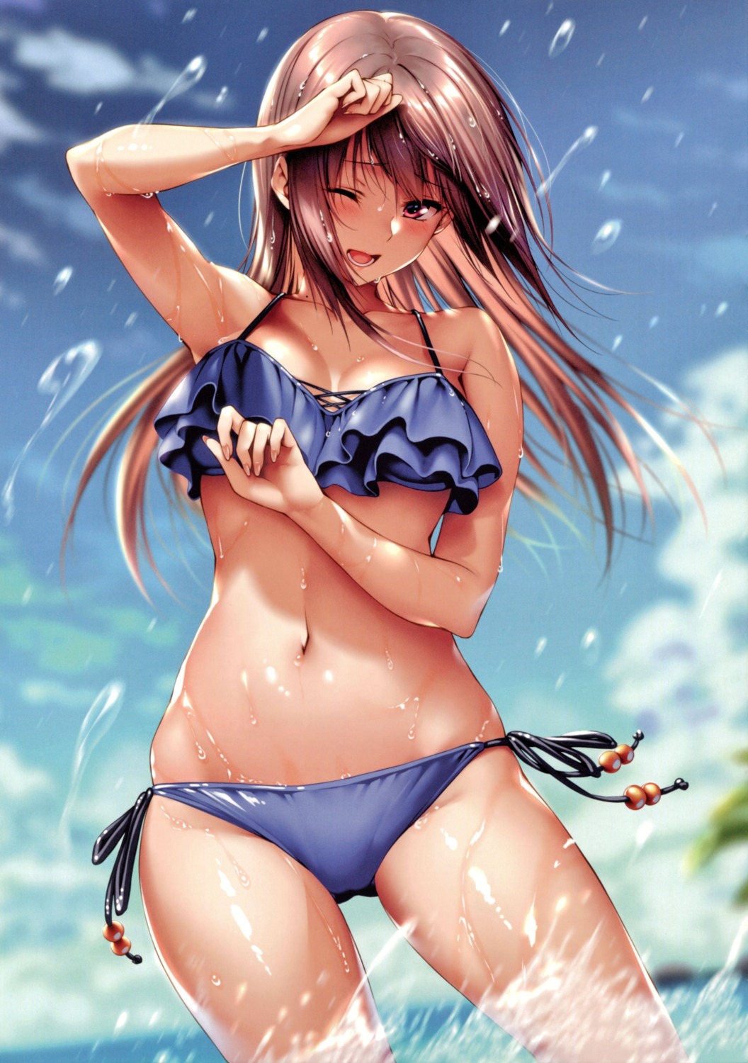 bikini cleavage hanikami_kanojo minazumi_kasane piromizu screening swimsuits wet