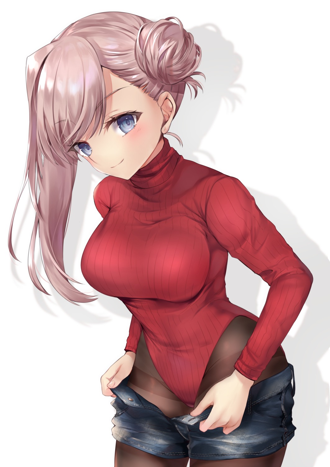 fate/grand_order hane_yuki leotard miyamoto_musashi_(fate/grand_order) pantyhose sweater undressing