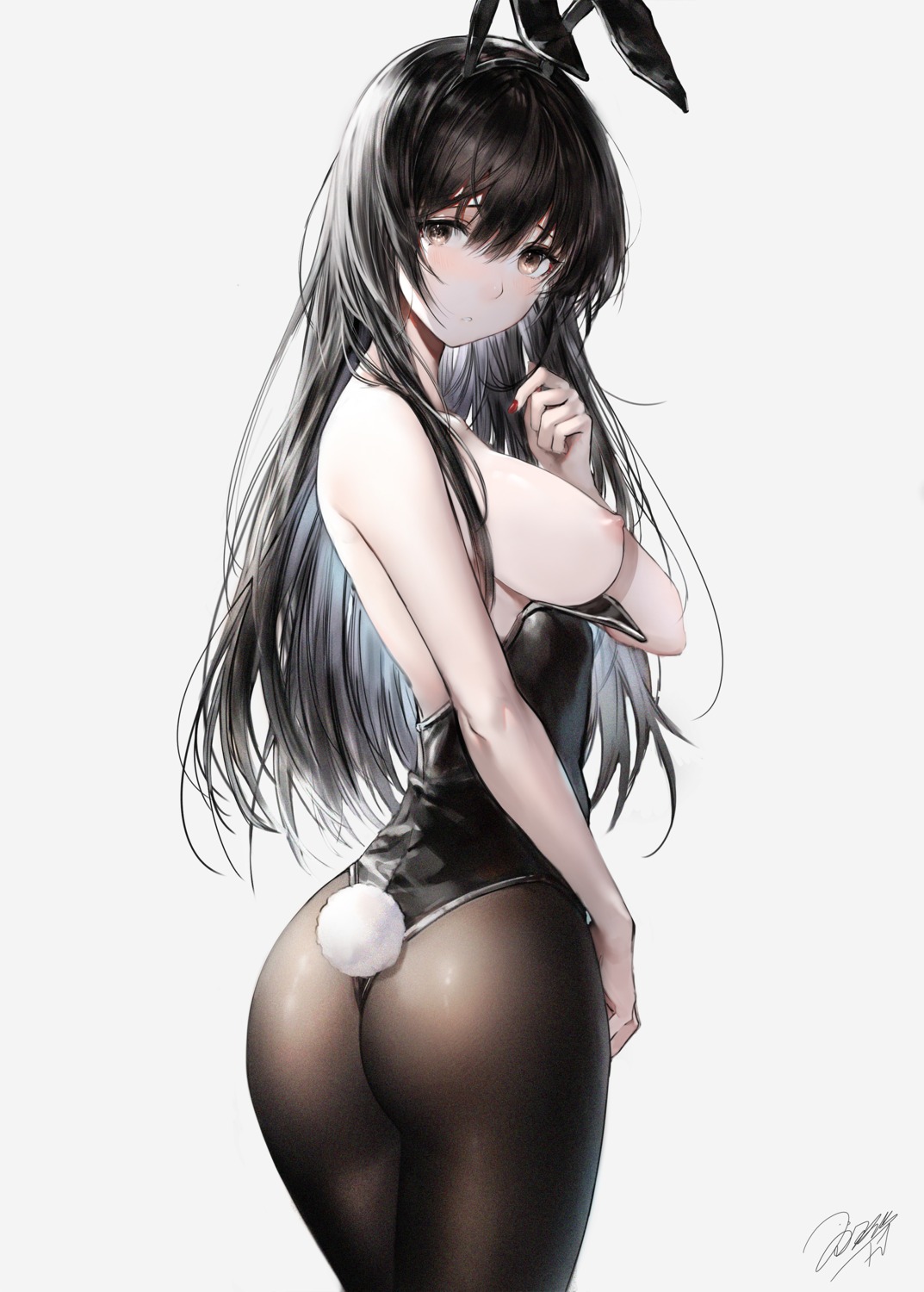 animal_ears ass breasts bunny_ears bunny_girl haori_io nipples no_bra pantyhose tail