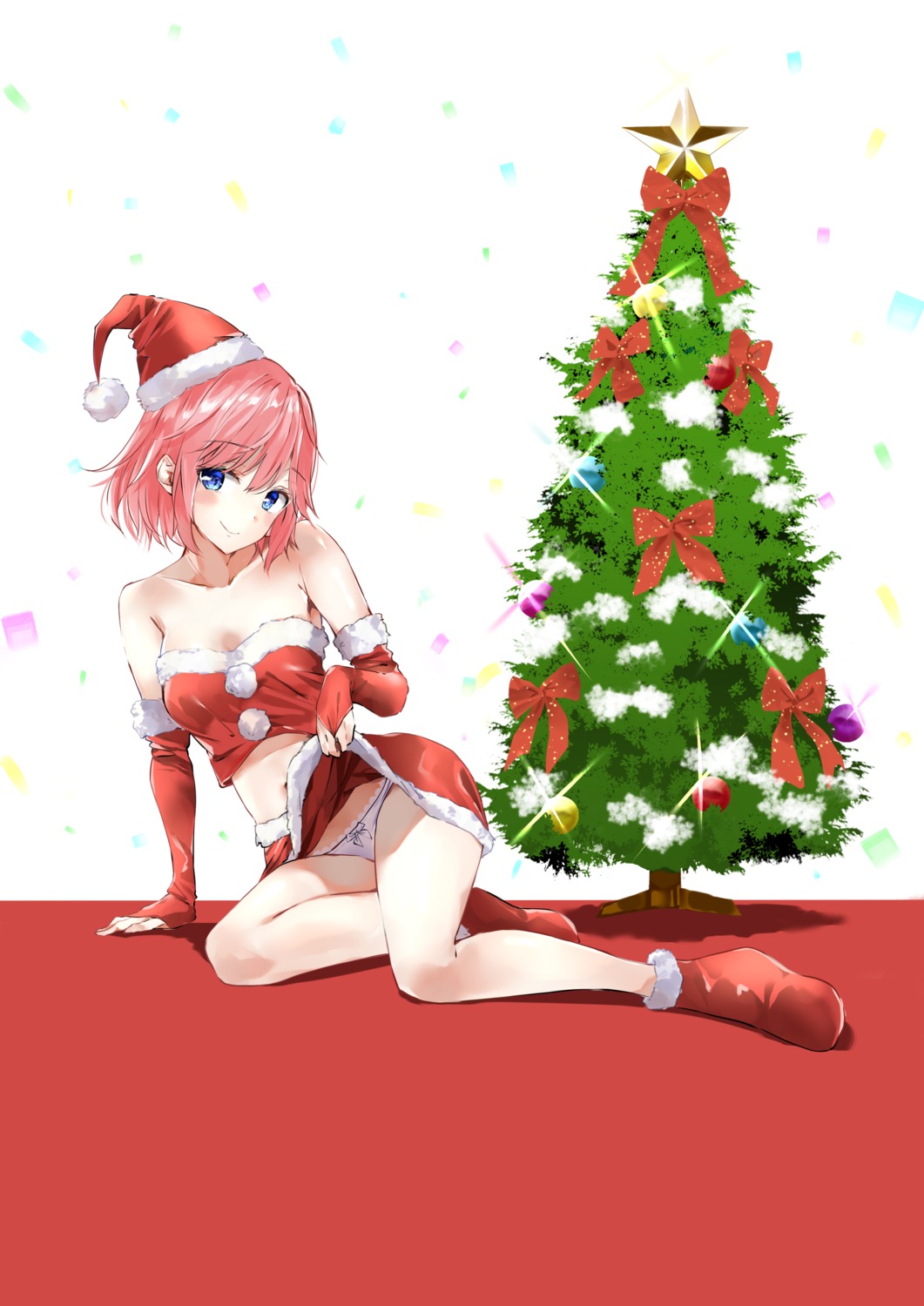 christmas citrus_(manga) cleavage fujisaki_ribbon mizusawa_matsuri pantsu skirt_lift