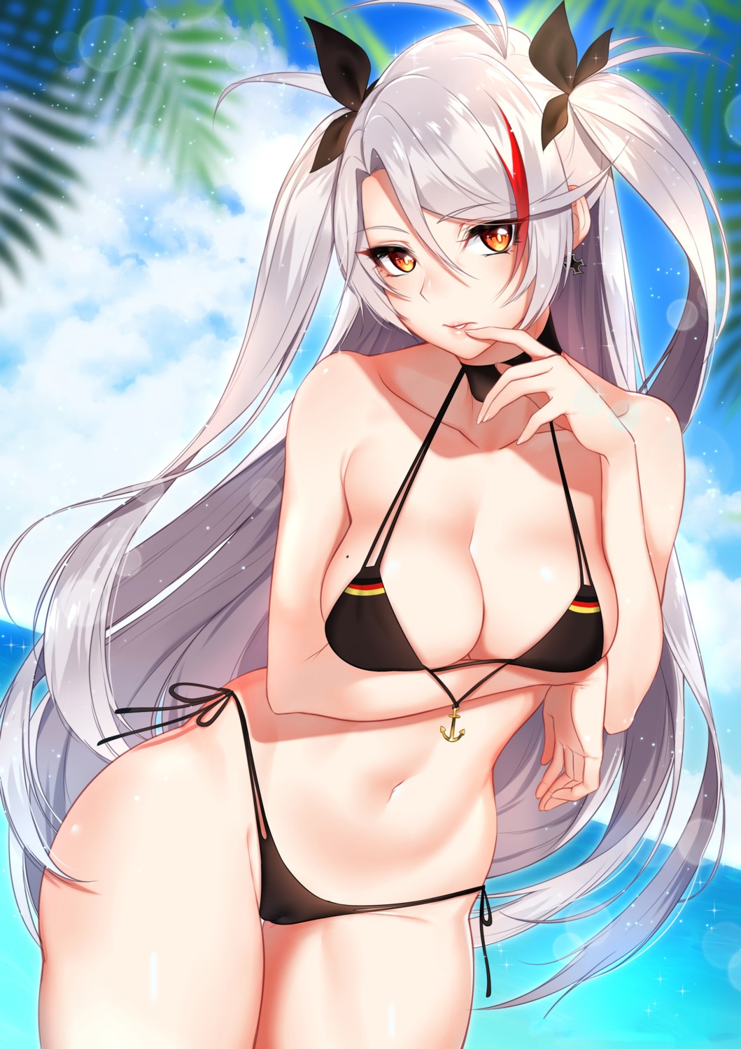 azur_lane bikini breast_hold cameltoe prinz_eugen_(azur_lane) swimsuits tofuubear